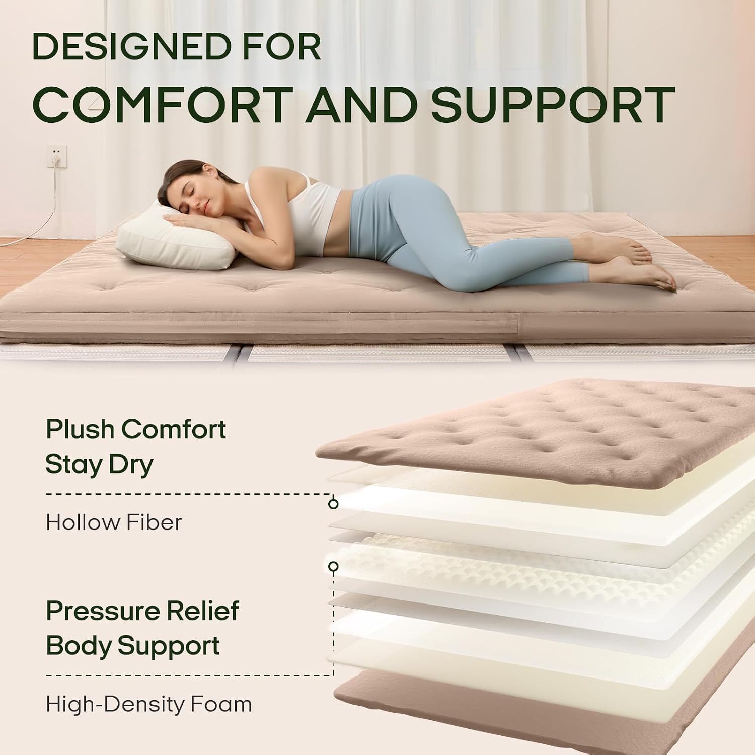 AUCT 22953 - $110 ZonLi Japanese Floor Futon Mattress 100% Cotton Cover Foldable Portable - Image 3