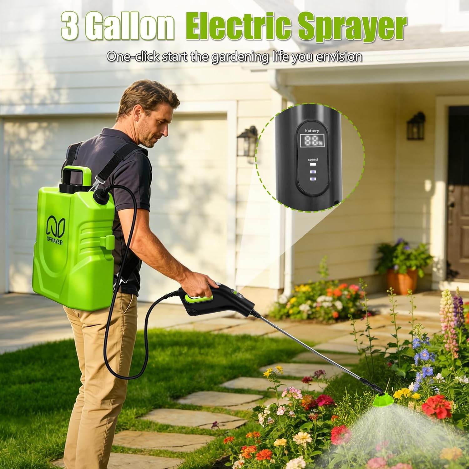 AUCT 24941 - Battery Powered Backpack Sprayer 3 Gallon, Electric Garden Sprayer in Lawn - Image 2