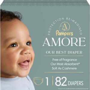 AUCT 23303 - Pampers Amore, Size 1 (8-14 lbs), 82 Count, Our Best Diaper Hypoallergenic & Fragrance F