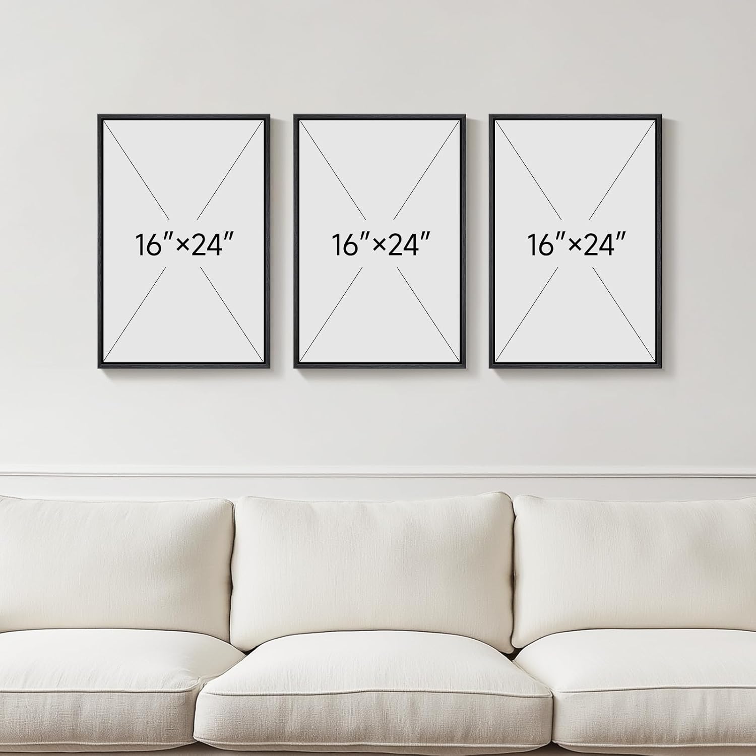 AUCT 22746 - $80 Framed Black and White Abstract Botanical Floral Wall Art, 3Piece 16x24 In - Image 3