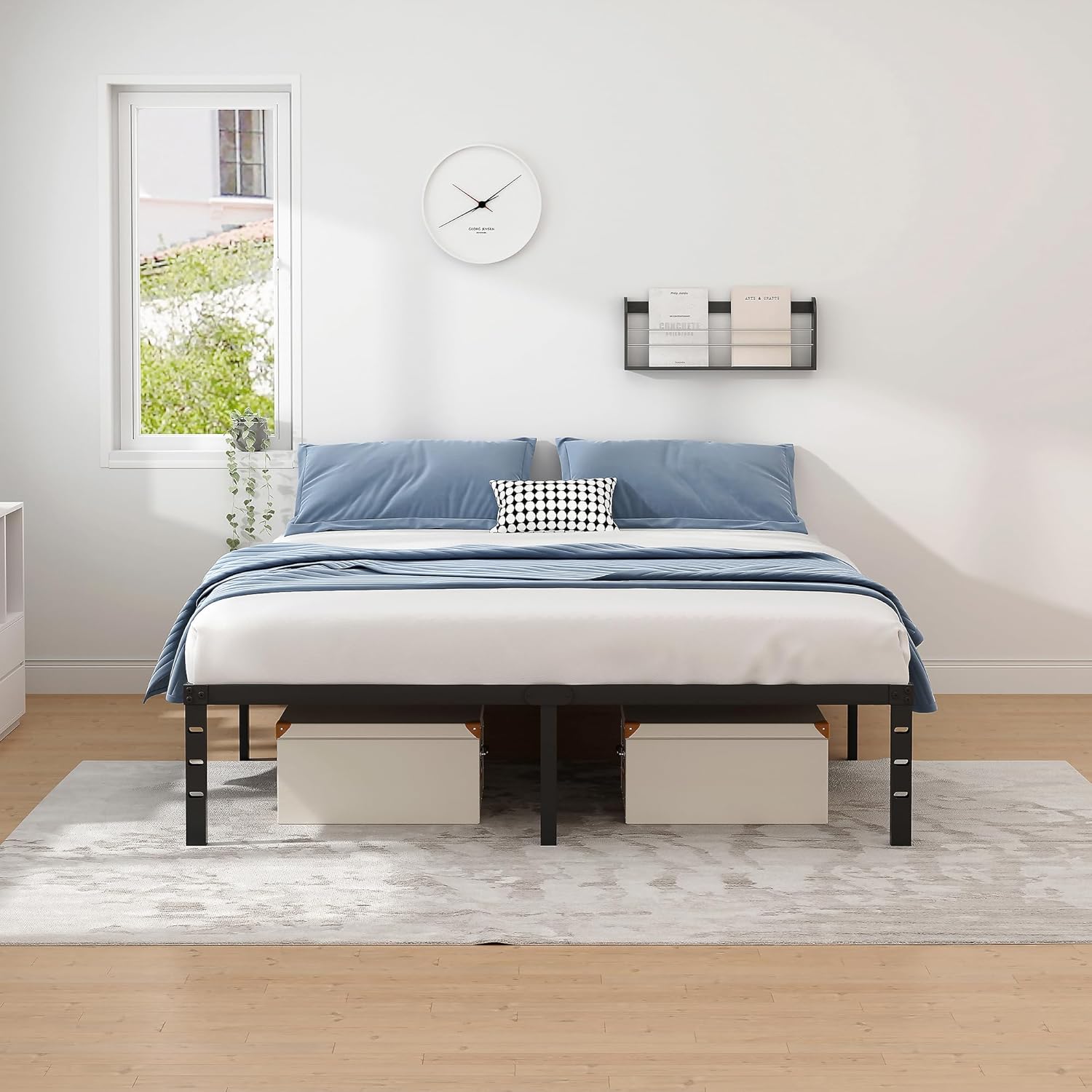AUCT 23097 - $53 NEW JETO Metal Bed Frame,Full Size Bed Frame with Storage Space,18 Inch - Image 4
