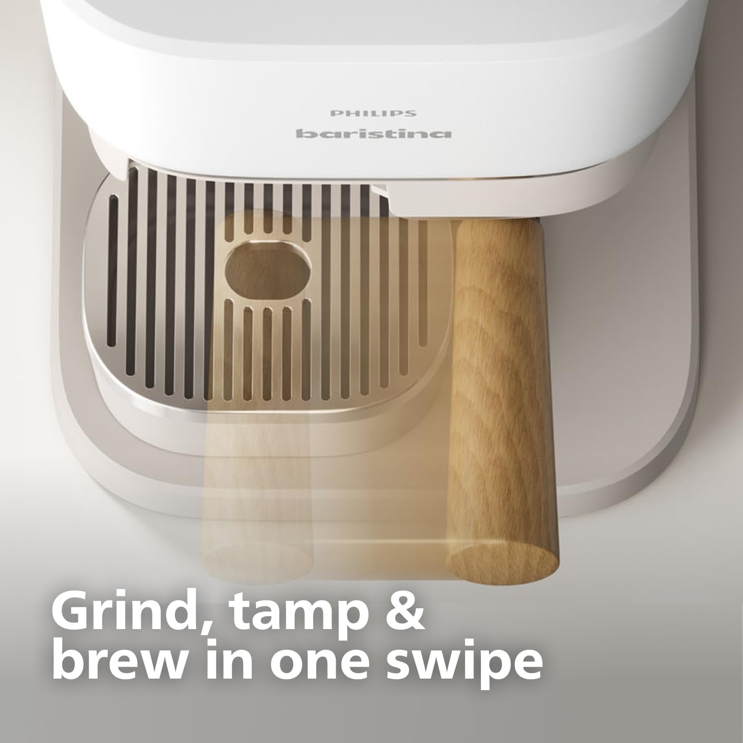 AUCT 23236 - $300 PHILIPS Baristina Espresso Machine, Grinds, Tamps & Brews, Natural White - Image 3