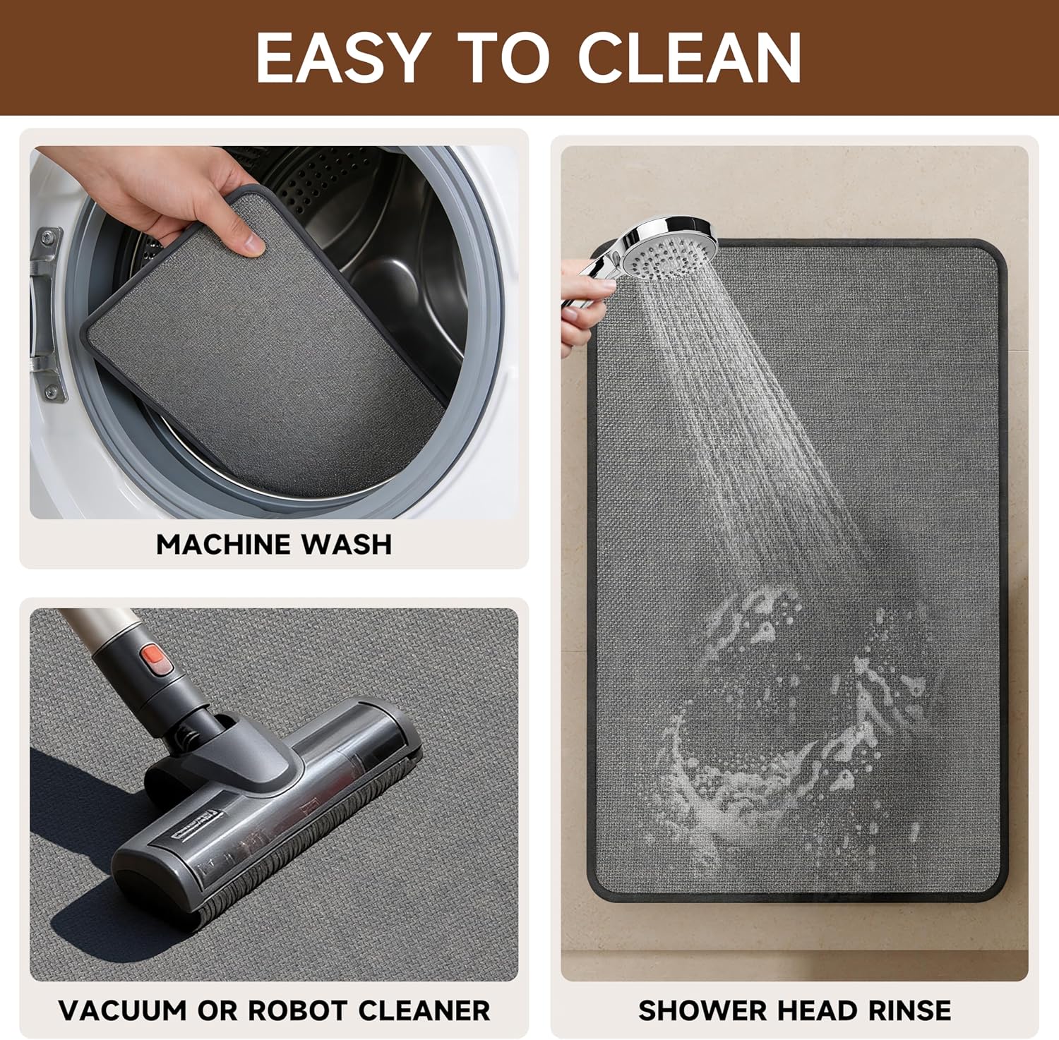 AUCT 24876 - Bath Mat,Super Absorbent,Quick Dry,Non Slip Bathroom Rug, Ultra Thin Low Pile, Machine Was - Image 4