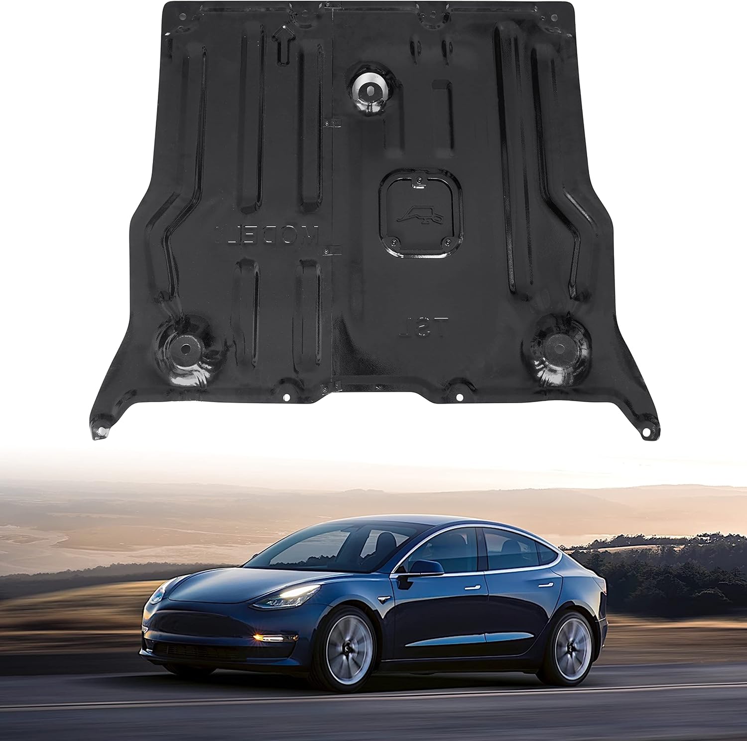 AUCT 22823 - $90 Heavy-Duty Manganese Steel Front Skid Plate for Tesla Model 3 & Y