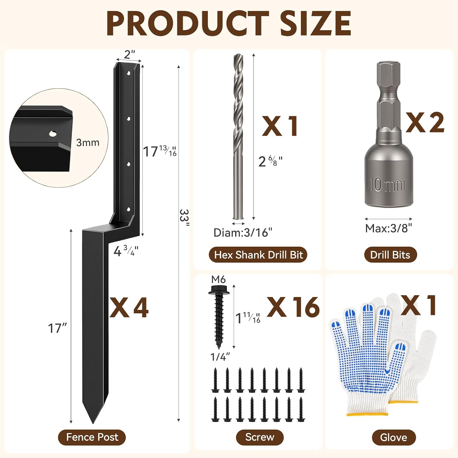 AUCT 24968 - $114 4-Pack Fence Post Saver Kit, 3MM Galvanized Steel Ground Anchors, No-Dig Repair Spike - Image 2