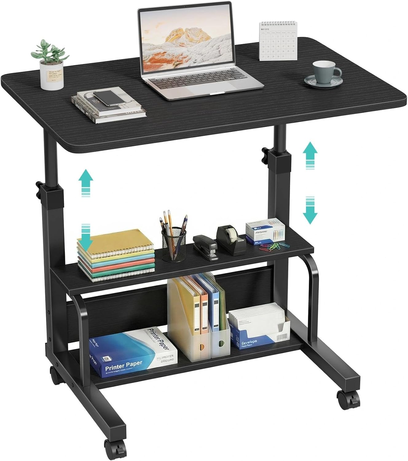 AUCT 23253 - WINAZ Small Portable Rolling Kids Desk - 32" Mobile Laptop Desk with Wheels for Small Spac