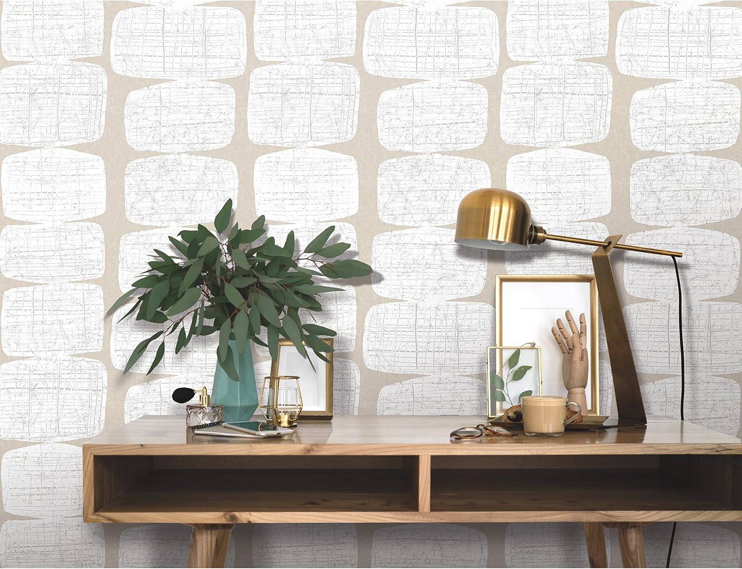 AUCT 23858 - RoomMates Mid-Century Beads Peel and Stick Wallpaper, Tan