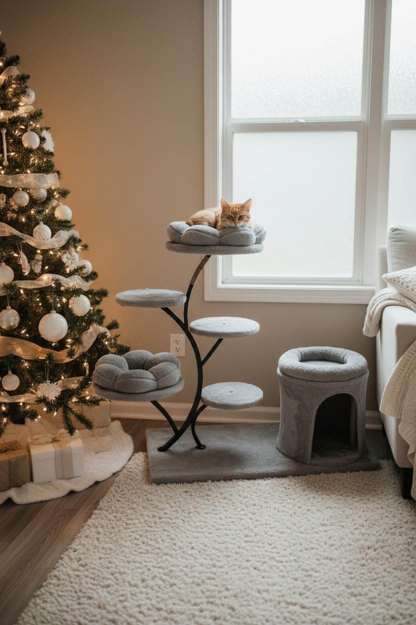 AUCT 22791 - $99 37" Flower Cat Tree Tower for Indoor Cats (up to 12lbs) Multi-Level Cat Condo with S - Image 3
