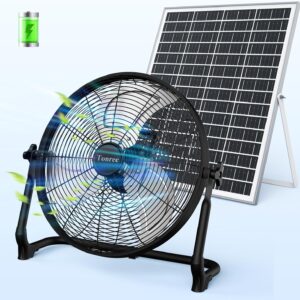 AUCT 23239 - $120 18" Portable Battery Operated Solar Fan, Rechargeable Floor Fan, Hi-Velocity Cordless