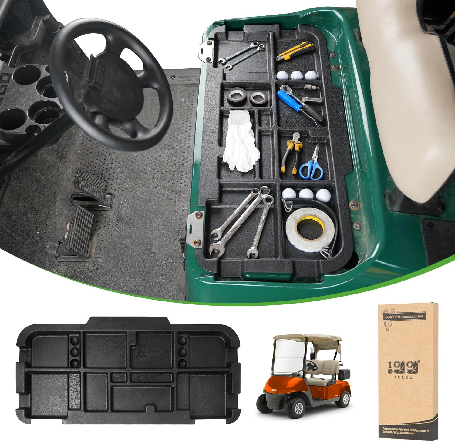 AUCT 23156 - $70 10L0L Golf Cart Under Seat Storage Tray Only for 2008-UP EZGO RXV Electric Vehicle wit
