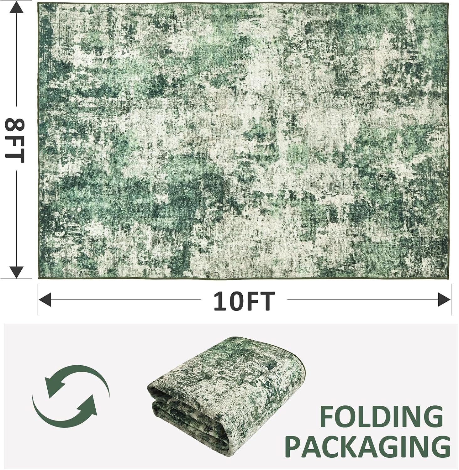 AUCT 23004 - $76 Rugs for Bedroom 8X10 Washable Foldable Non Slip Living Room Area Rug Under Dining Tab - Image 2