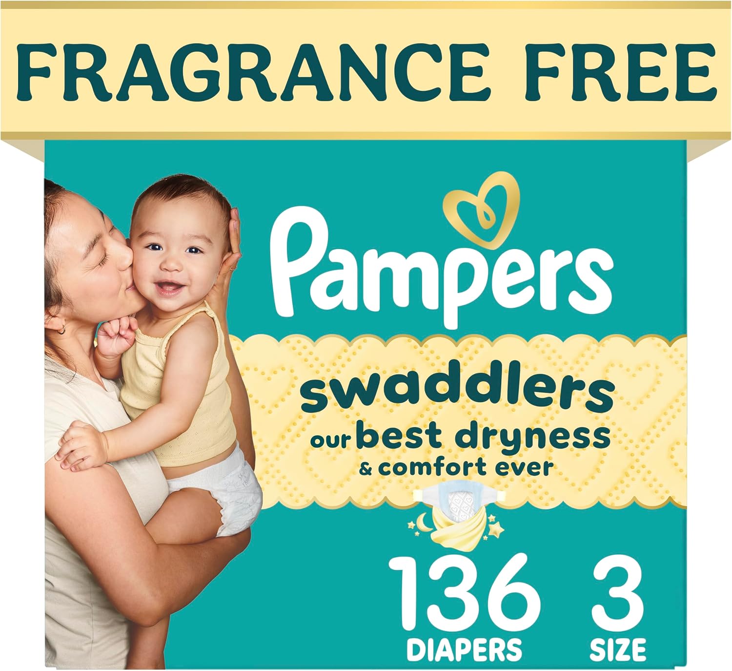 AUCT 23299 - Swaddlers Diapers, Size 3 (13-26 lbs), 136 Count, Fragrance Free, Hypoallergenic, Absorben