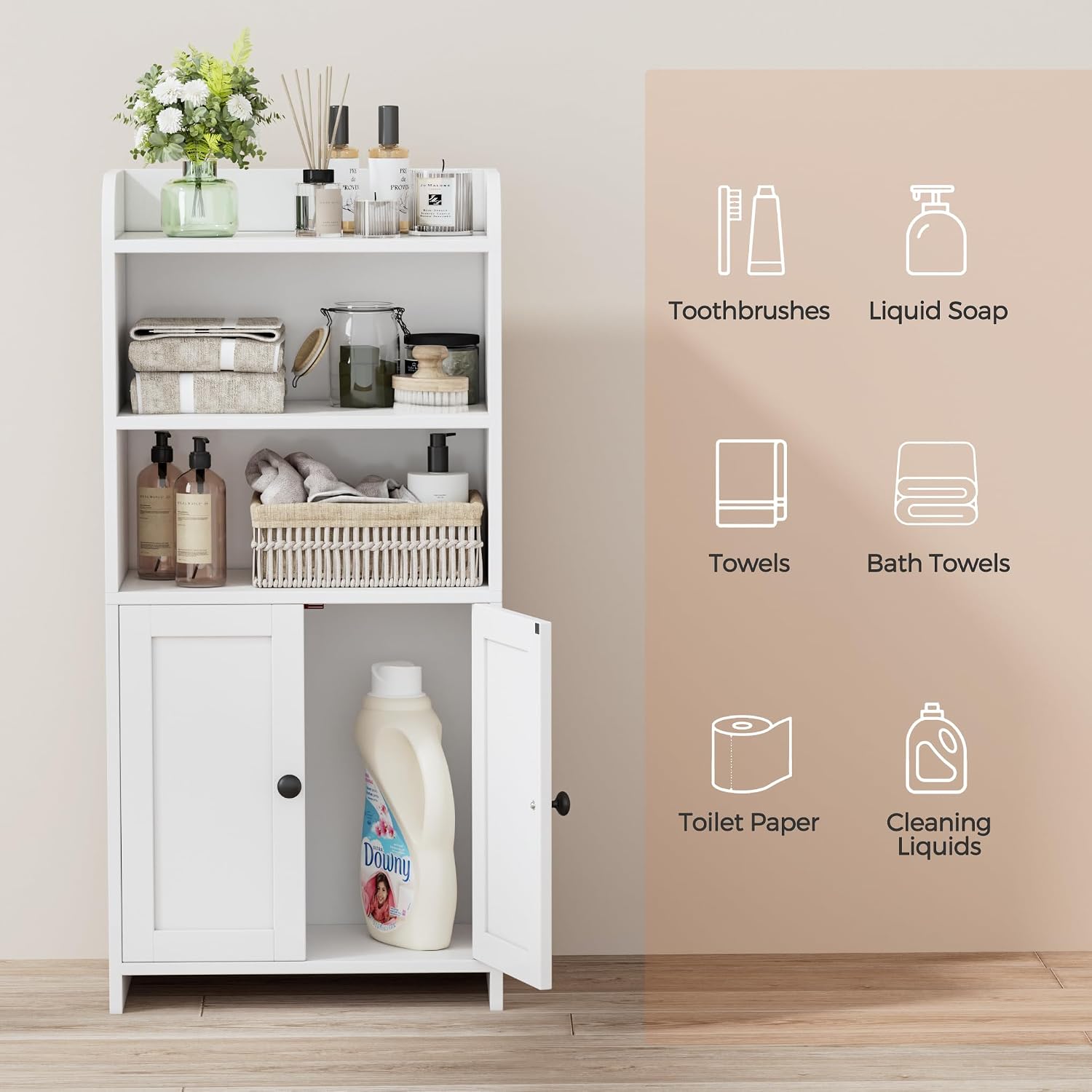 AUCT 24977 - $53 Small Bathroom Storage Cabinet, Toilet Paper Storage Cabinet - Image 4