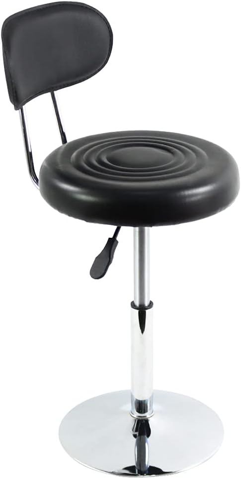 AUCT 24802 - FURWOO Black PU Leather Swivel Salon Chair Mini Barber Shop Stool with Backrest for Manicu