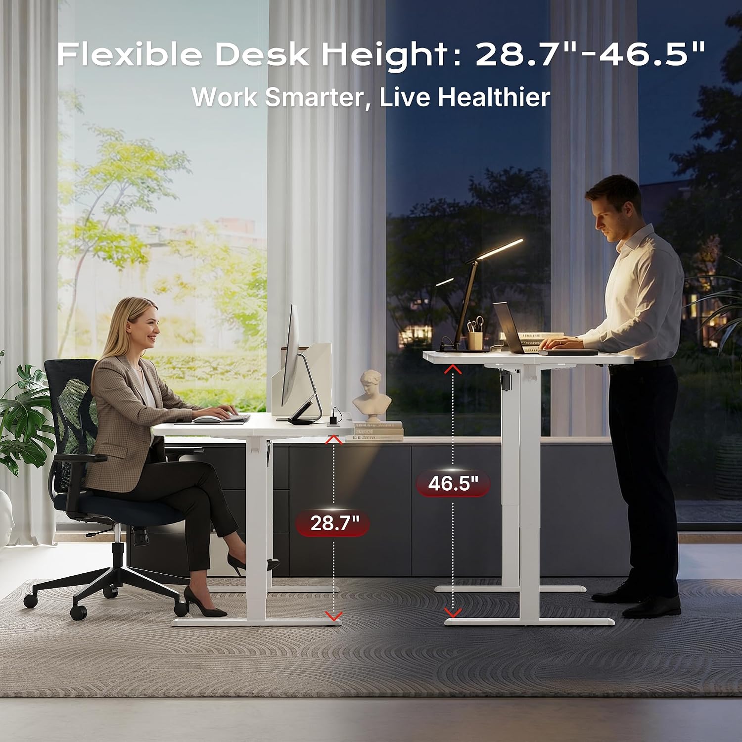 AUCT 24796 - $124 Huuger 47 X 24 Inch Electric Standing Desk with Power Outlets and USB-C Port, Height - Image 3