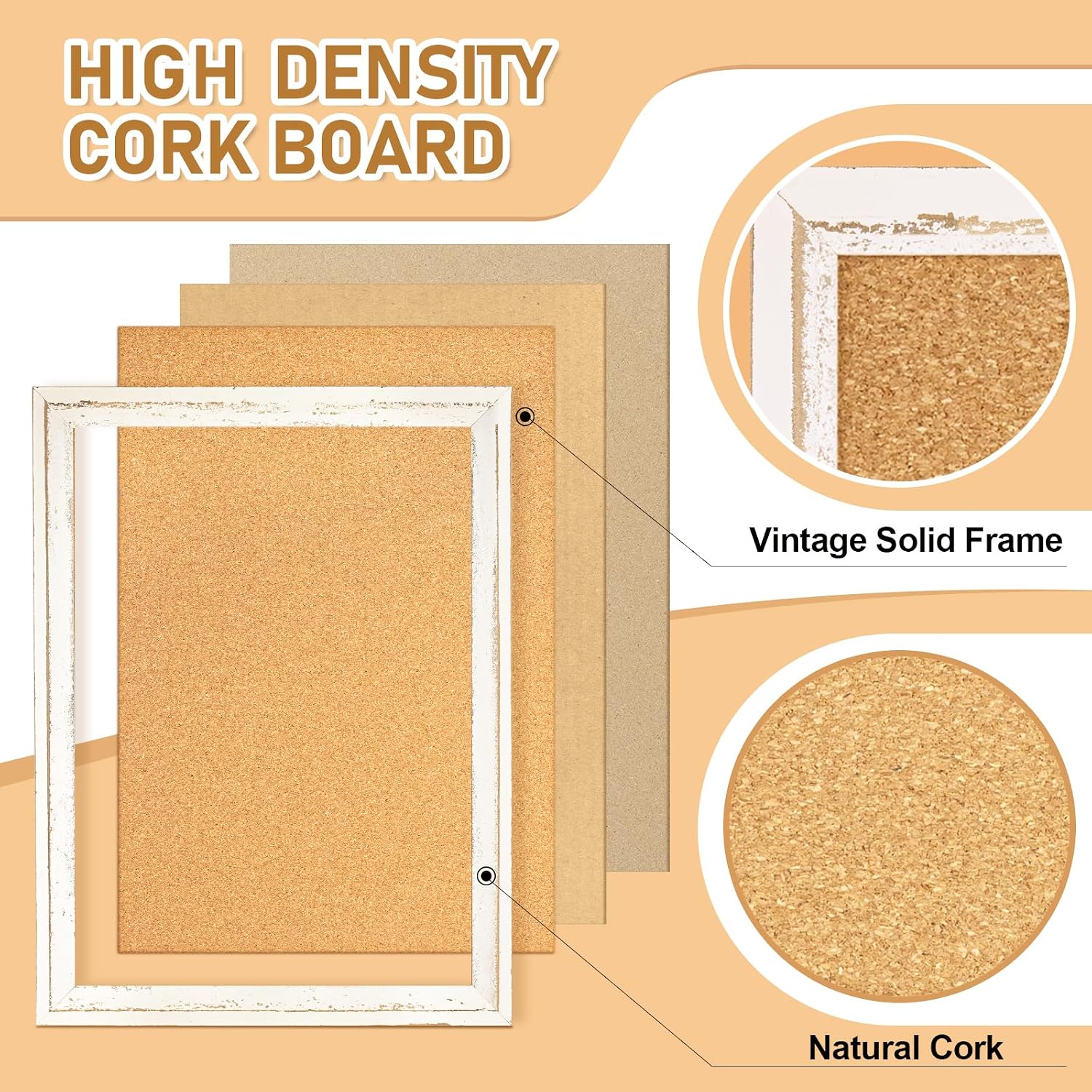 AUCT 22923 - DOLLAR BOSS 24" x 18" Rustic White Cork Board - Image 3