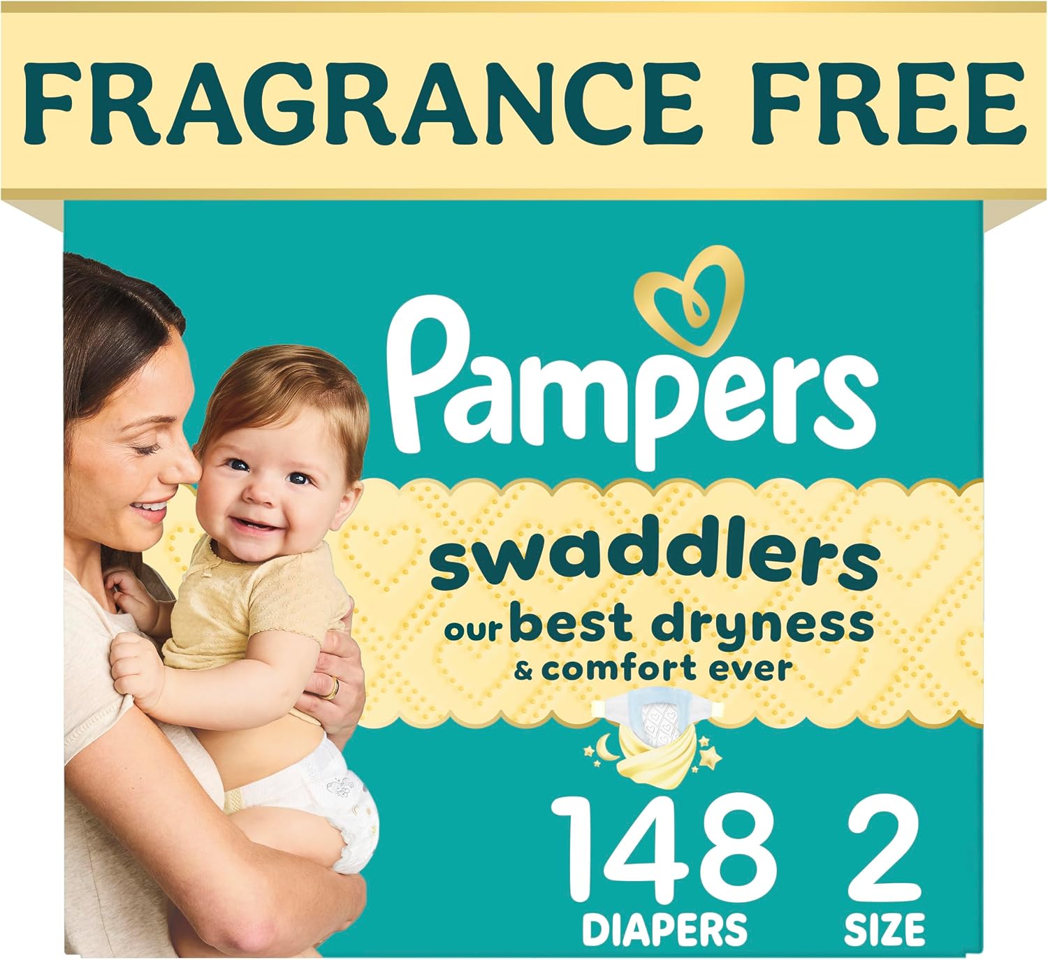 AUCT 23212 - Swaddlers Diapers, Size 2 (10-22 lbs), 148 Count, Fragrance Free, Hypoallergenic, Absorben