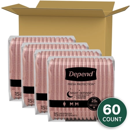 AUCT 24808 - $60 Depend Night Defense Adult Incontinence Underwear for Women, Overnight, M, Blush, 60Ct - Image 2