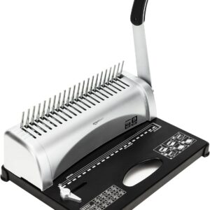 AUCT 23237 - Amazon Basics Comb Binding Machine, 350 Sheets Capacity, Punches 12 Sheets, for Paper Size