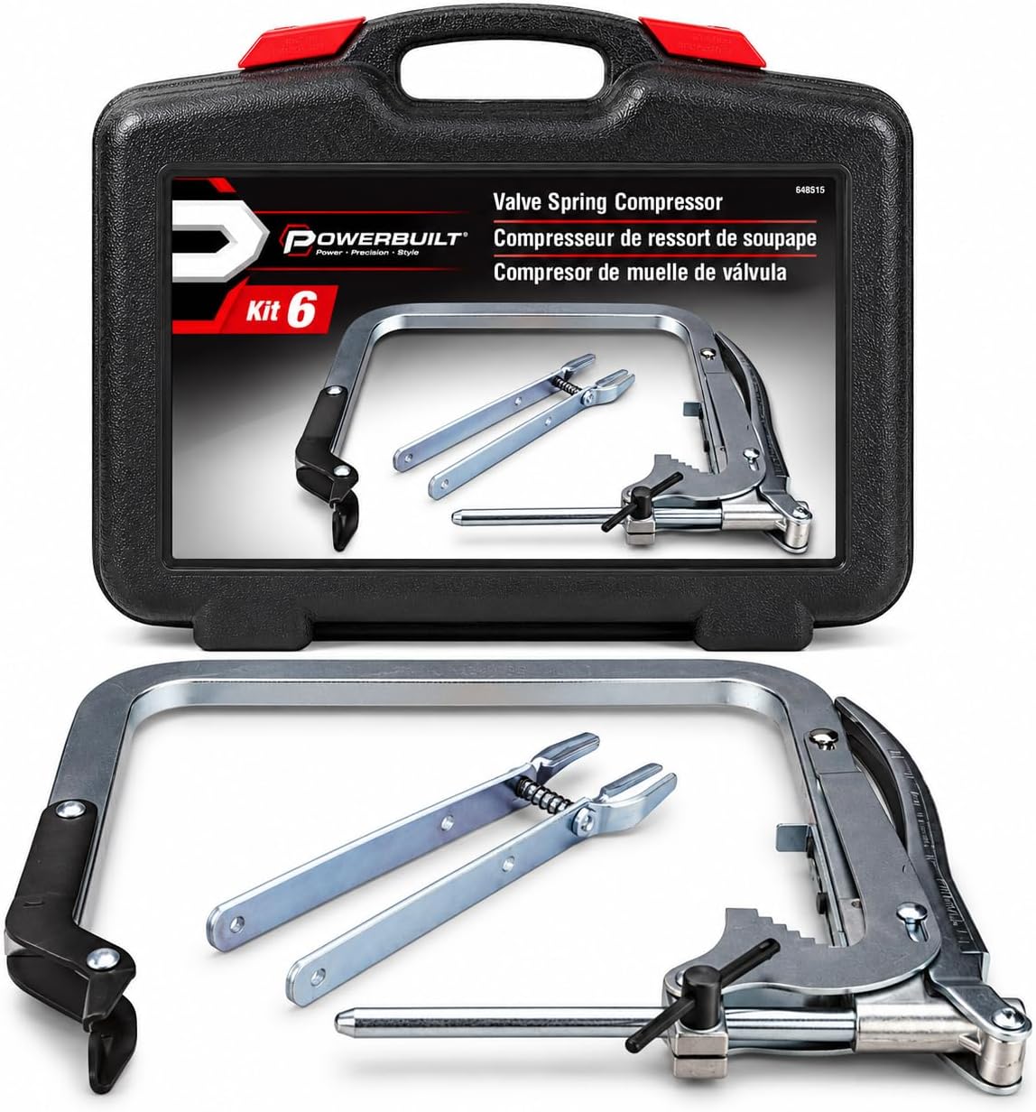 AUCT 23185 - $65 Powerbuilt Valve Spring Compressor Kit, Remove Coil Springs, Cylinder Heads, T-Handle,