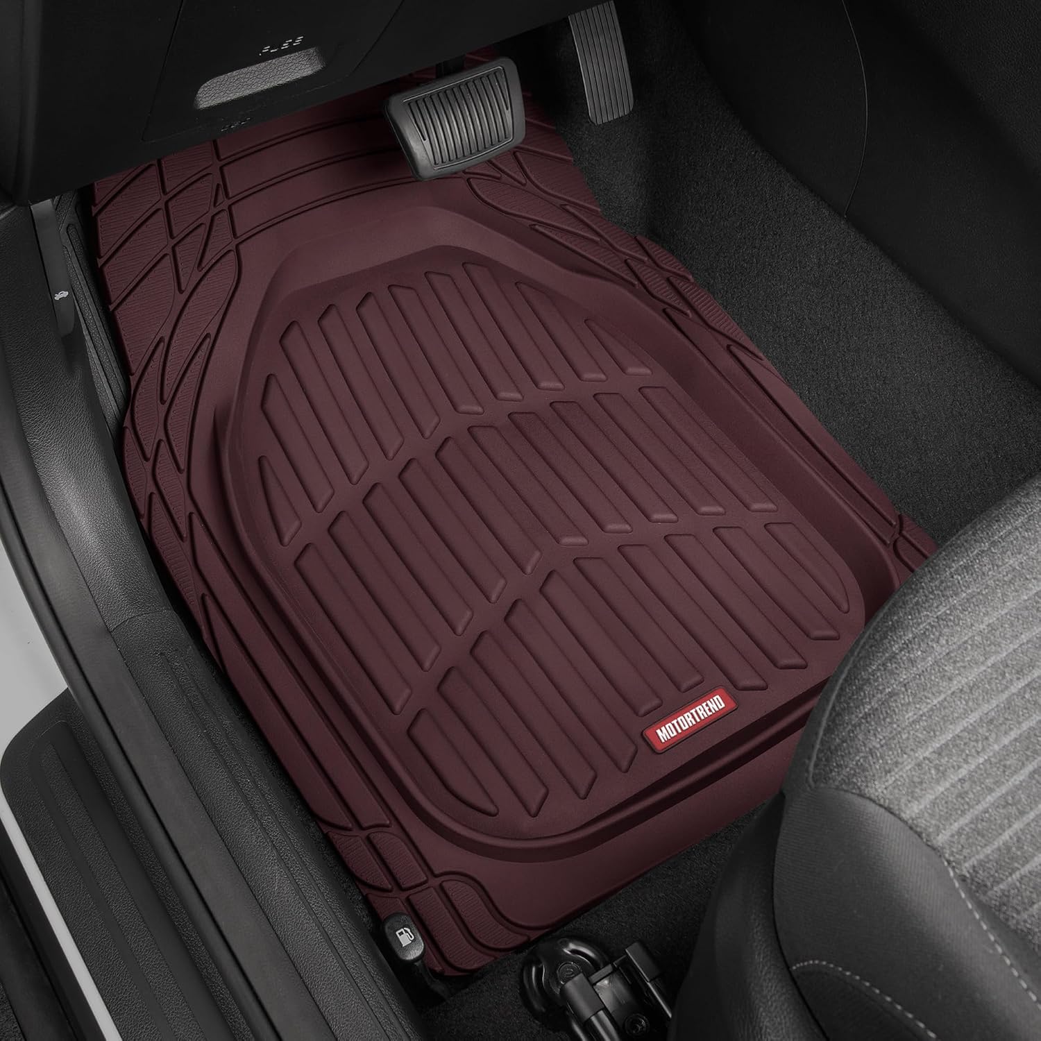 AUCT 24848 - Motor Trend FlexTough Floor Mats for Cars, Burgundy Deep Dish All-Weather Car Mats, Waterp - Image 3