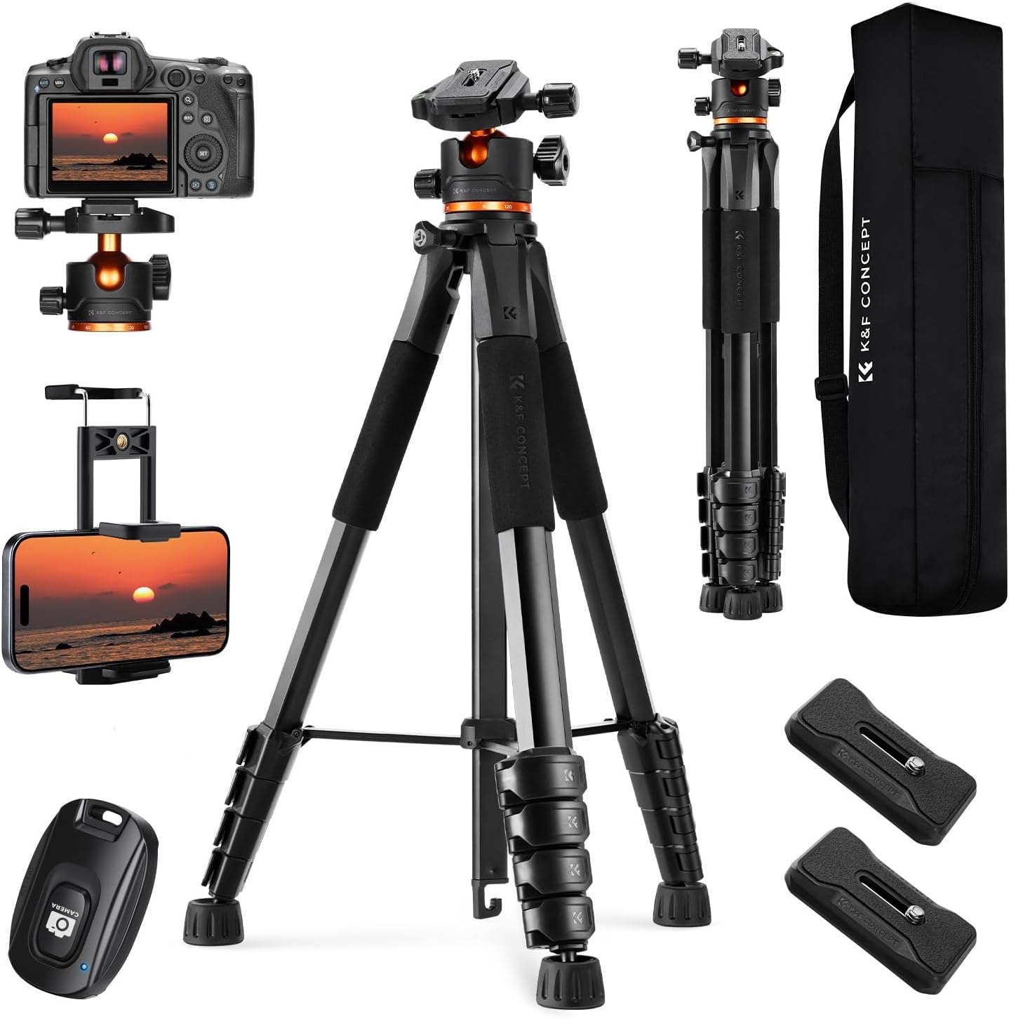 AUCT 22793 - K&F CONCEPT 75 inch/190cm Camera Tripod.