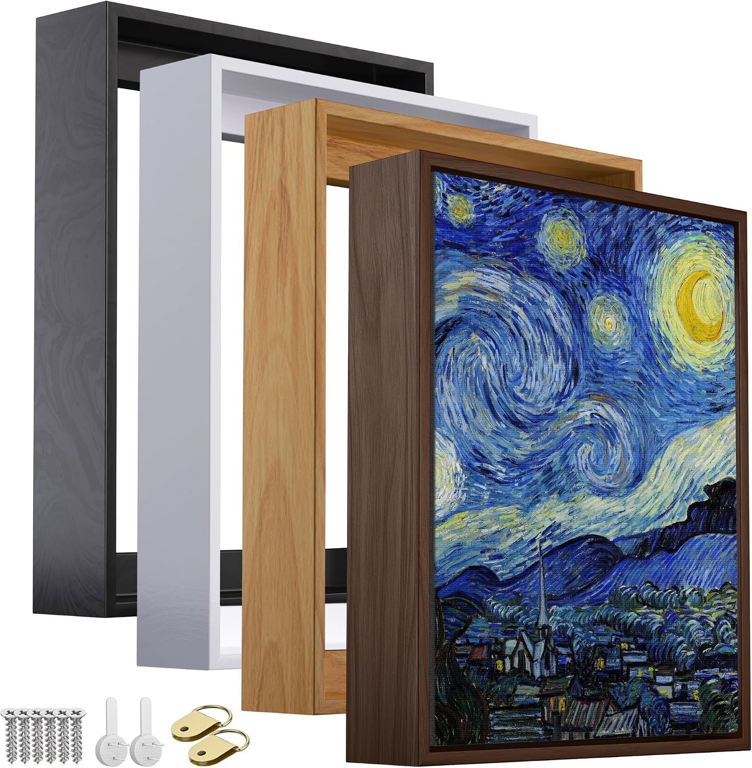 AUCT 24817 - 20x30 Inch Canvas Floater Frame for 1 1.25" Deep Canvas, Dark Brown