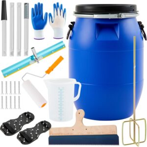 AUCT 24813 - $142 20 Pcs Self Leveling Cement Tools Kit, 15.8 Gallon Mixing Barrel with Lid and Handles