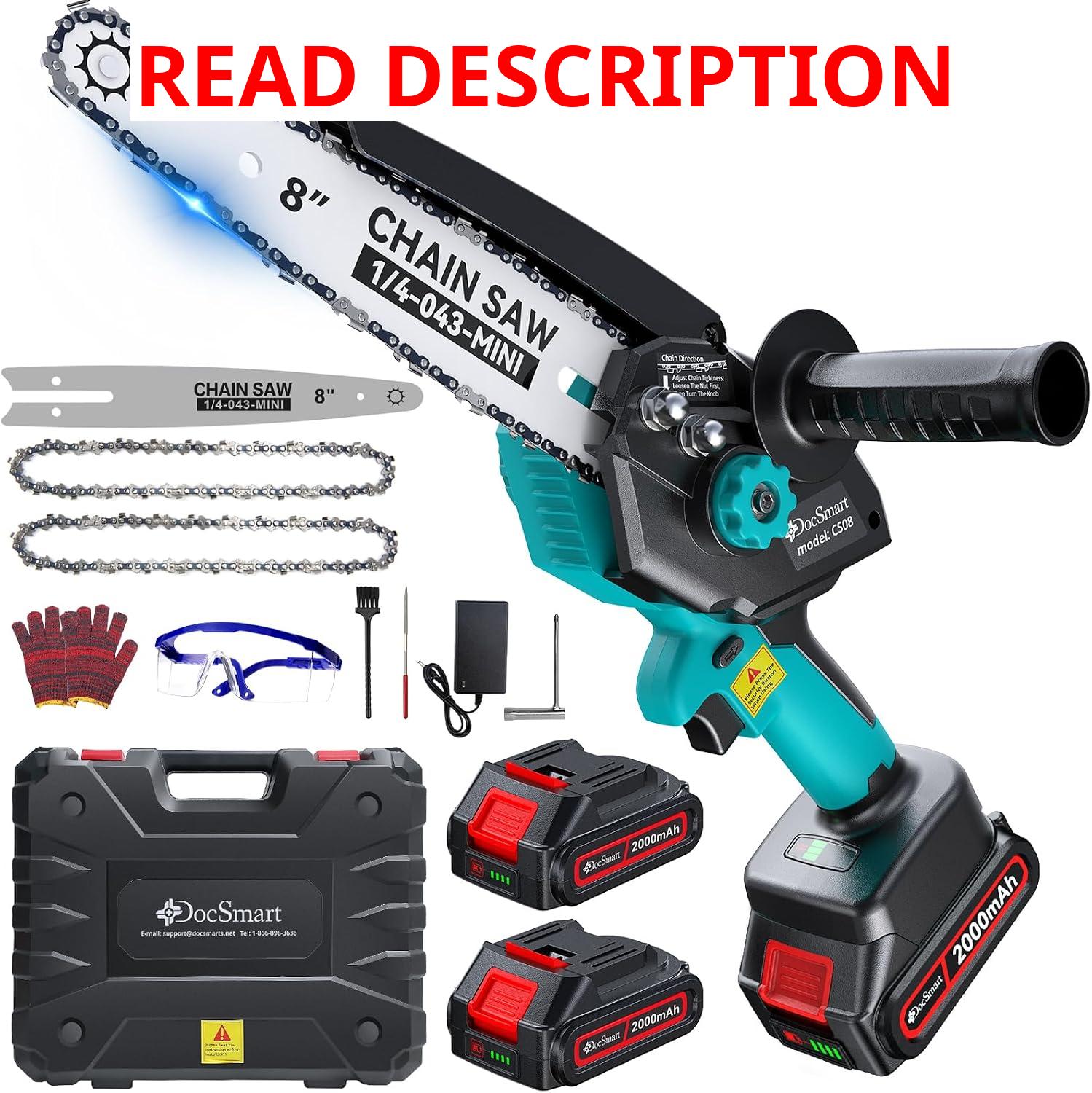 AUCT 22805 - $70 8 inch Electric Mini Chainsaw for Wood Cutting, 1000W Brushless Motor