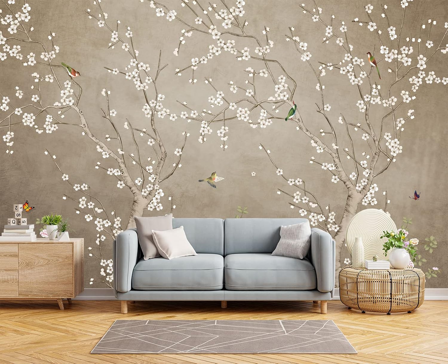AUCT 23851 - $110 Plum Blossom Flower Bird Chinoiserie wall Mural Wallpaper for Bedroom 137" x 100"(Not - Image 3