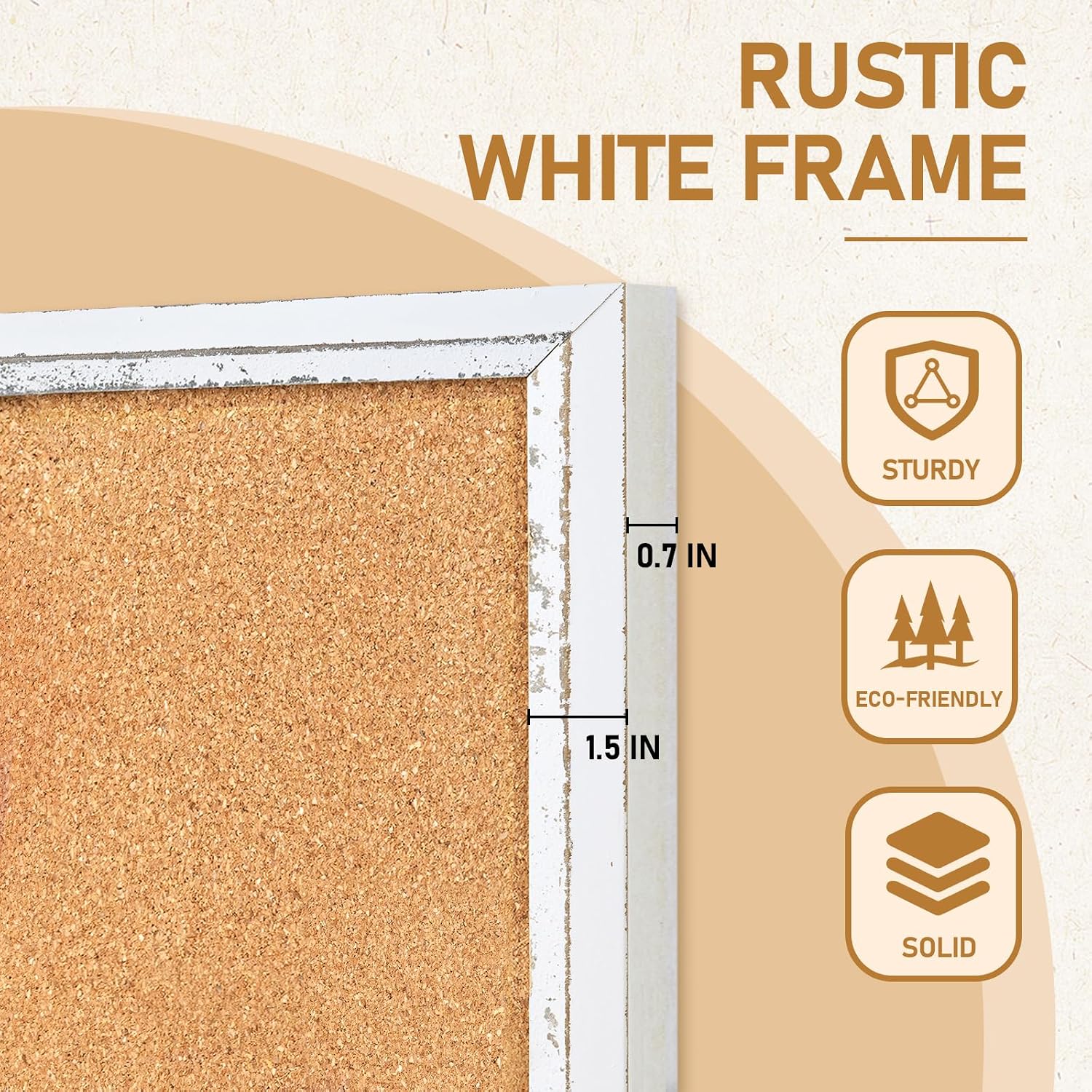 AUCT 22923 - DOLLAR BOSS 24" x 18" Rustic White Cork Board - Image 4