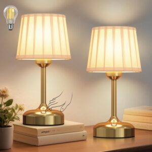 AUCT 23228 - Cordless Table Lamp, Rechargeable Small Desk Lamp Faric Shade 5000mAh Beattery Powered Lam