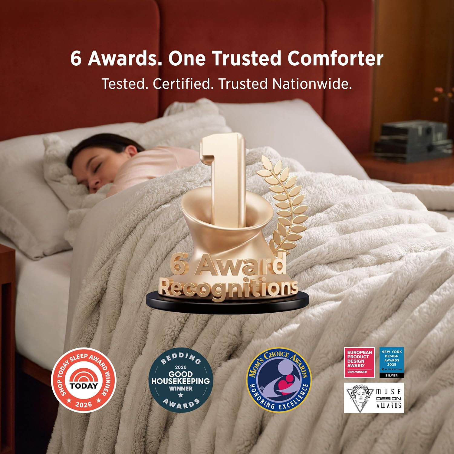 AUCT 23756 - $60 Bedsure 2-in-1 Comforter Set with Detachable Fleece Blanket, Beige Queen - Image 3