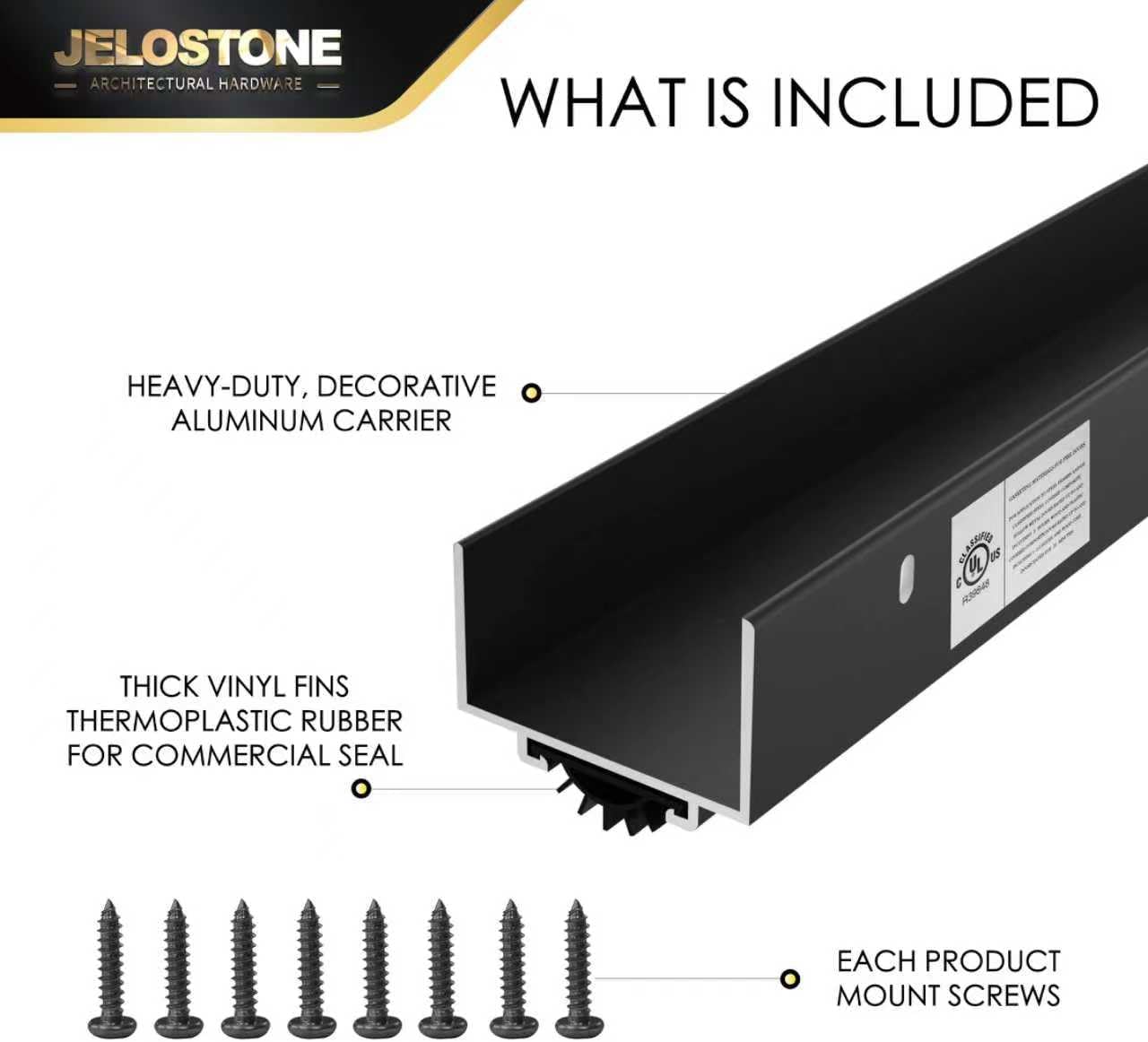AUCT 23001 - $55 48" U-Shaped Aluminum Door Bottom Shoes(Matte Black) - Fire Rated - 1-3/4"W x 1-1/8"H - Image 3