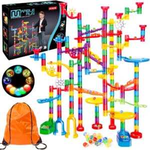 AUCT 23145 - Meland Marble Run - 208Pcs Marble Maze Game Building Toy for Kids, Marble Track Race Set &