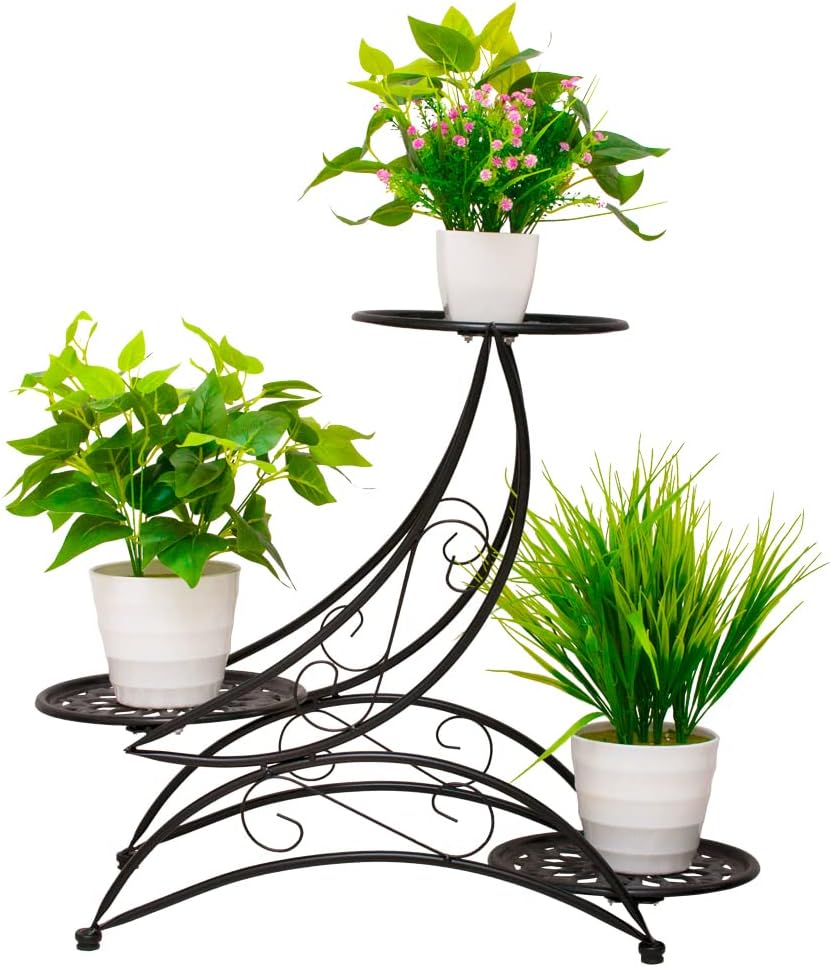 AUCT 23006 - Metal 3 Tier Plant Stand Flower Pot Holder Potted Plant Stand Indoor Outdoor Display Rack