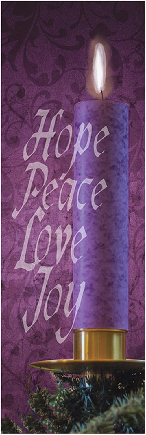 AUCT 24760 - $73 Christian Brands Celebration Banner Jacquard "Hope Peace and Love" Church Banner, 2'