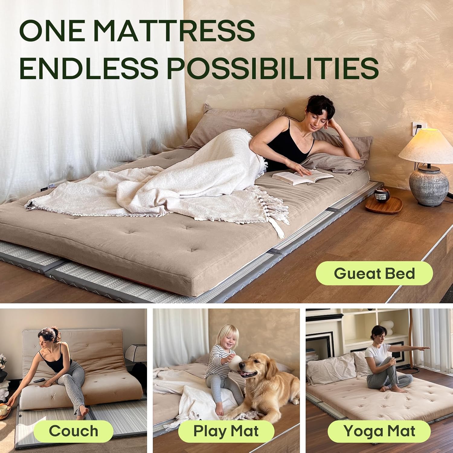 AUCT 22953 - $110 ZonLi Japanese Floor Futon Mattress 100% Cotton Cover Foldable Portable - Image 4
