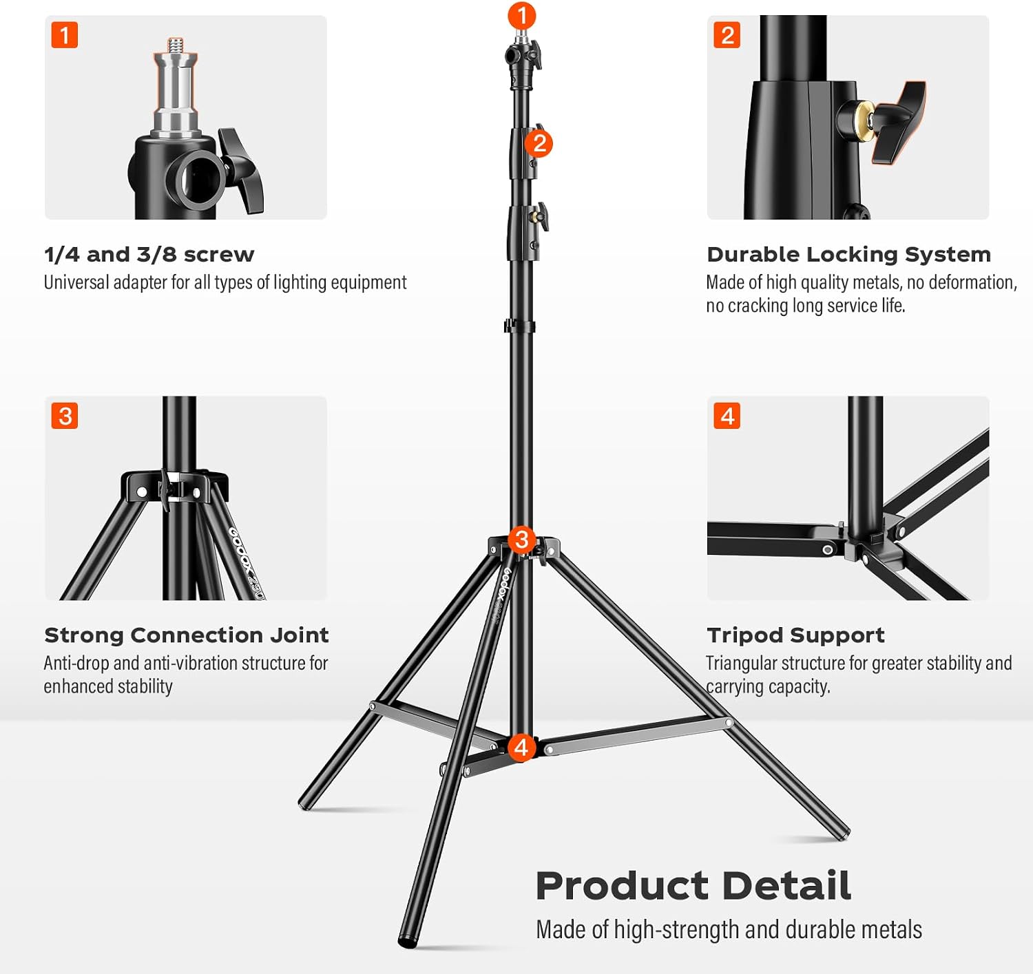 AUCT 23100 - $70 Godox Light Stand 112in/9.3' Photography Heavy Duty Light Stand - Image 4