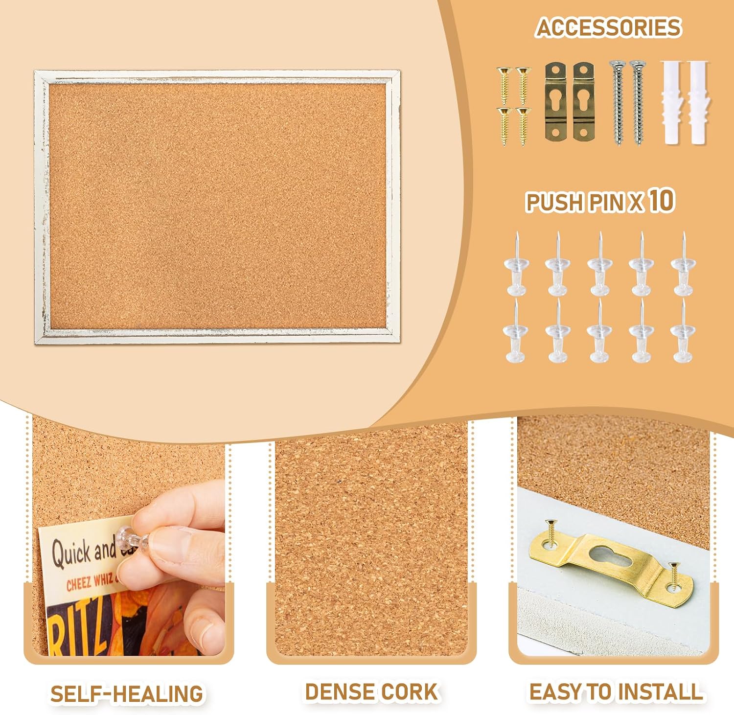 AUCT 22923 - DOLLAR BOSS 24" x 18" Rustic White Cork Board - Image 2
