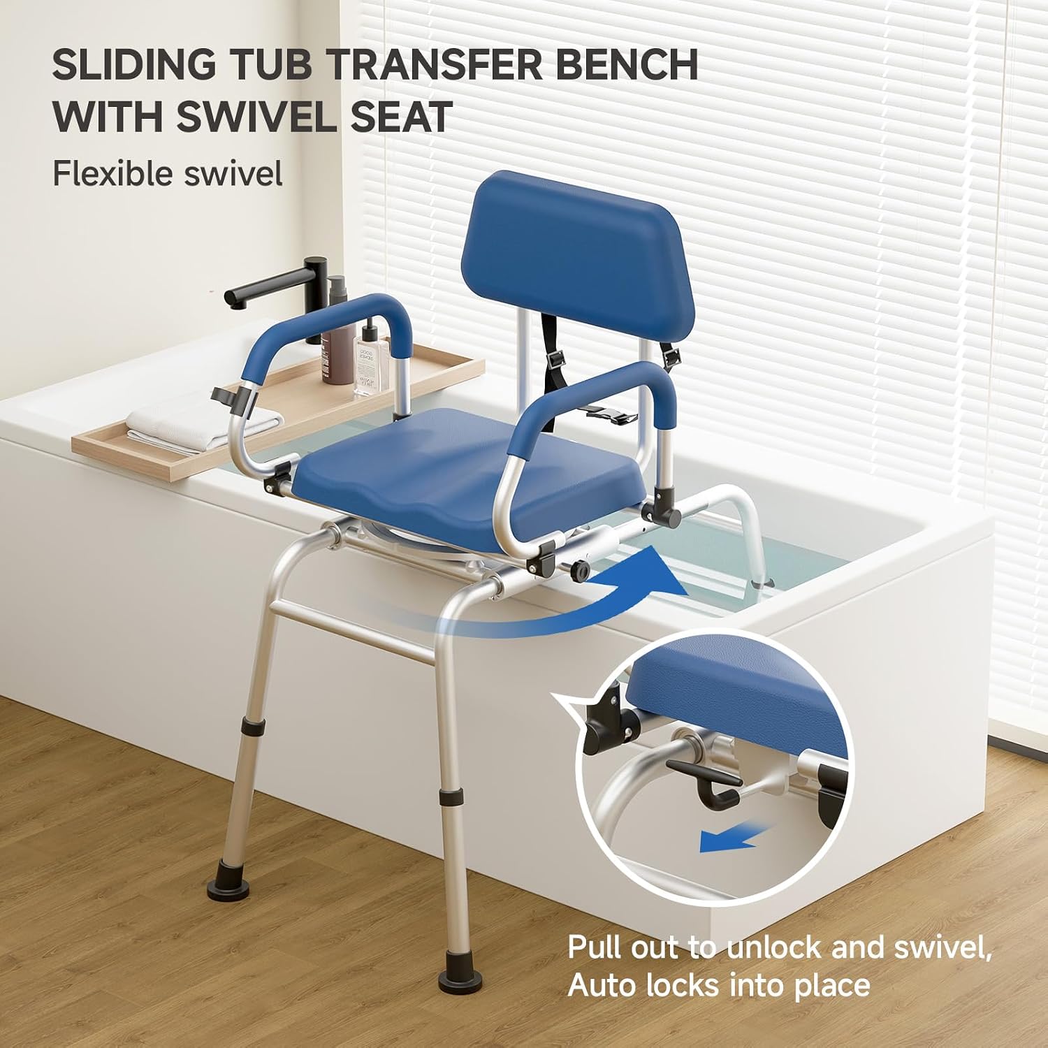 AUCT 24819 - $200 Loyoda Sliding Shower Chair with Swivel Seat for Seniors 350 Lb Capacity - Image 3