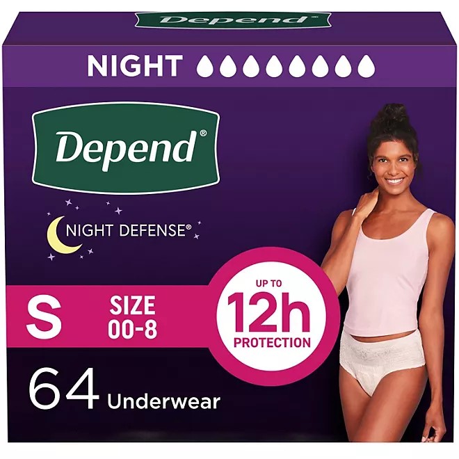 AUCT 24865 - $56 Depend Night Defense Adult Incontinence Underwear for Women - Choose Your Size