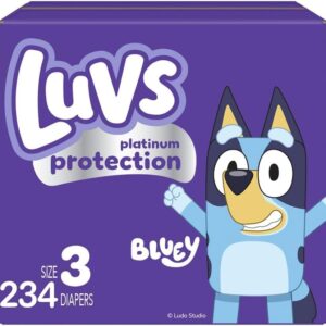 AUCT 23216 - Luvs Size 3 Baby Diapers, Platinum Protection Bluey Diapers for Day & Night,Size 3 (16-28