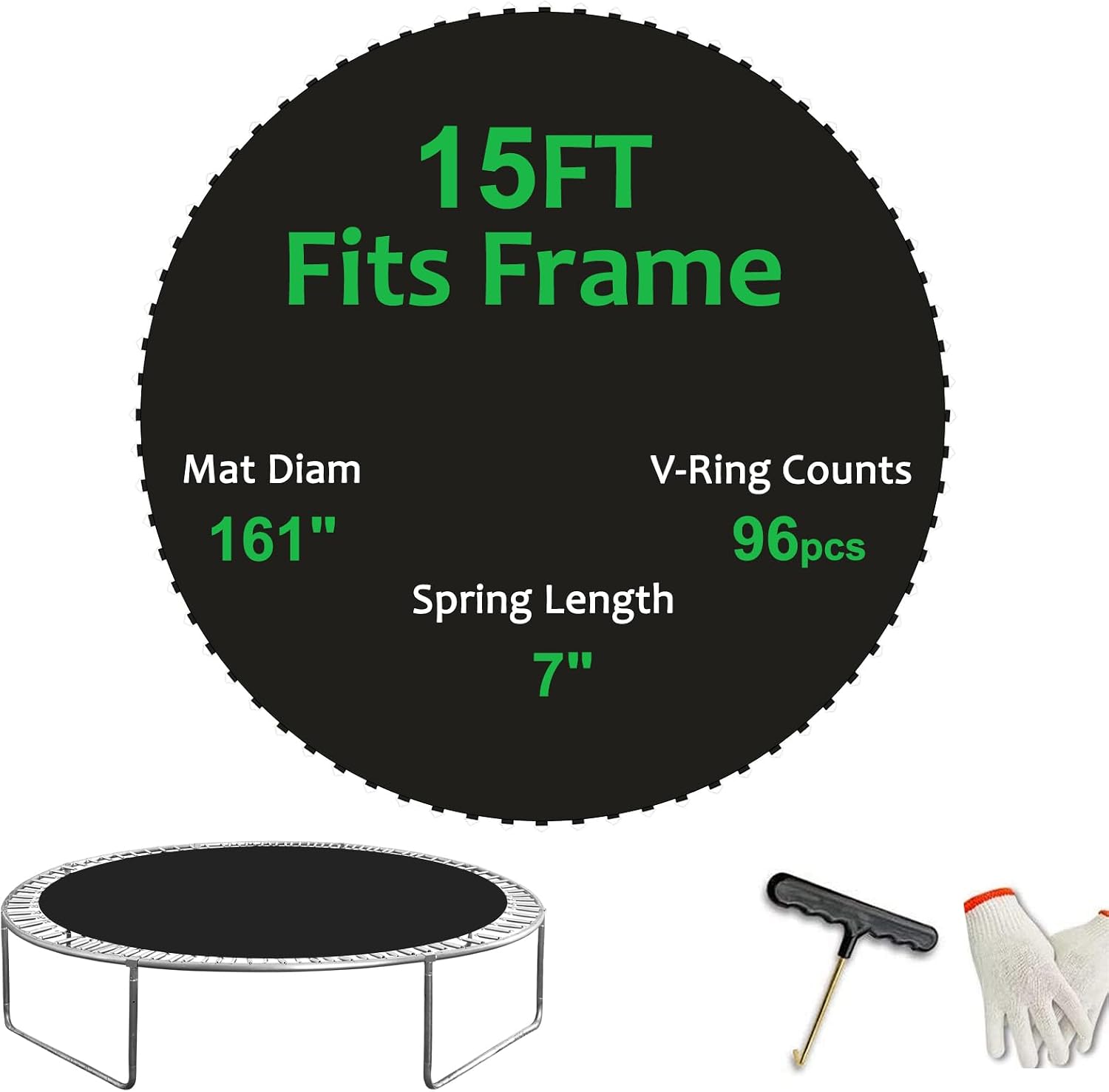 AUCT 22911 - $66 Replacement Trampoline Mat Heavy-Duty, UV-Resistant & Durable Bounce Pad for 12/14/15f - Image 2
