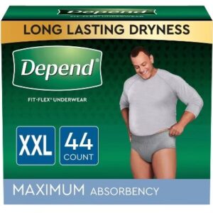 AUCT 24790 - Depend Maximum Absorbency Male Underwear Epack - Gray - XXL - 44ct