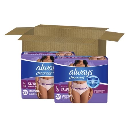AUCT 24929 - $72 Always Discreet Adult Incontinence Underwear for Women and Postpartum Underwear, L, 76 - Image 4