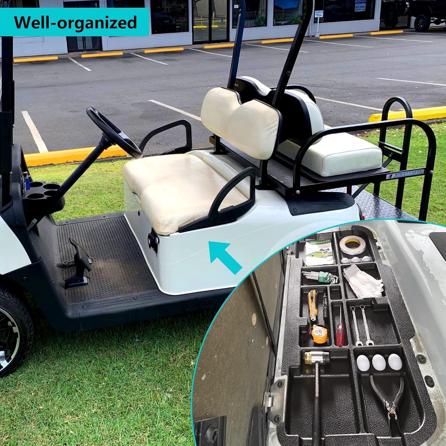 AUCT 23156 - $70 10L0L Golf Cart Under Seat Storage Tray Only for 2008-UP EZGO RXV Electric Vehicle wit - Image 3