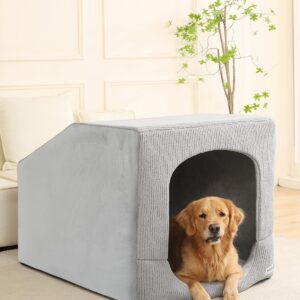AUCT 22974 - $69 Hovicaed Indoor Dog House Extra Large Sized Dog Tent with Cave Bed 42x30ins