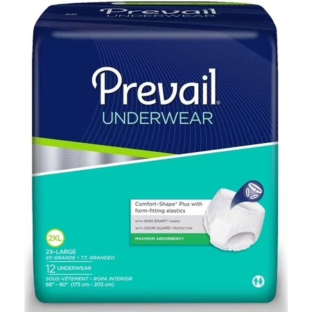 AUCT 24772 - Prevail Daily Underwear Disposable Underwear Pull On with Tear Away Seams 2X-Large, PV-517