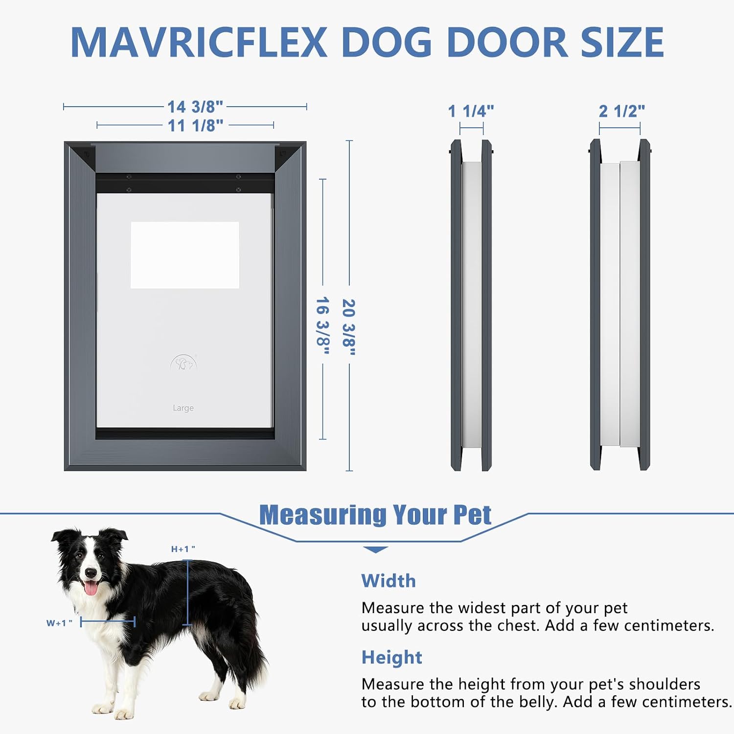 AUCT 24824 - $160 MAVRICFLEX Heavy Duty Aluminum Dog Door for Door, Large, Dark Gray - Image 2